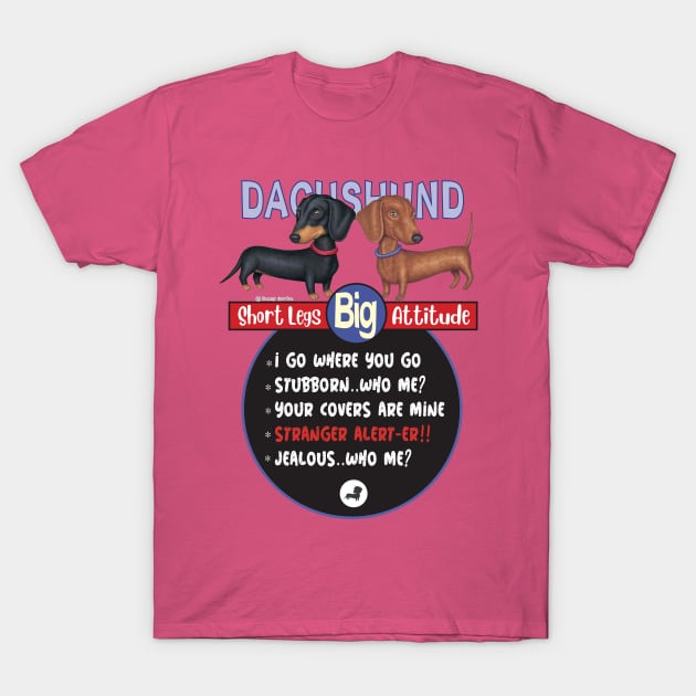 Cute Doxie dogs posing on Two Dachshunds Standing tee T-Shirt by Danny Gordon Art